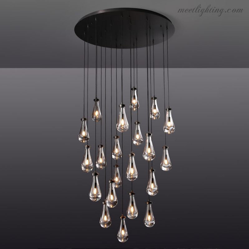 Cascading Glass Globe Chandelier – Dimmable LED Brass Fixture for Dining Room & Foyer – 18 to 60 Inch Multi-Light Statement Piece | Thomler