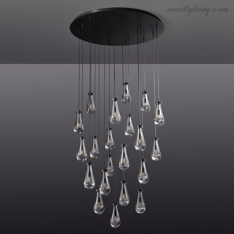 Cascading Glass Globe Chandelier – Dimmable LED Brass Fixture for Dining Room & Foyer – 18 to 60 Inch Multi-Light Statement Piece | Thomler