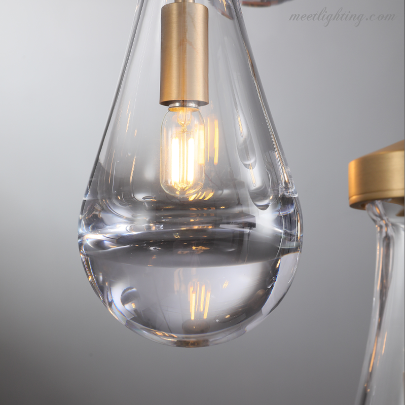 Cascading Glass Globe Chandelier – Dimmable LED Brass Fixture for Dining Room & Foyer – 18 to 60 Inch Multi-Light Statement Piece | Thomler