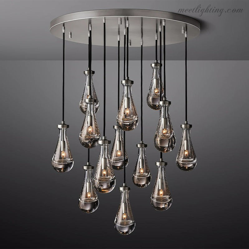 Cascading Glass Globe Chandelier – Dimmable LED Brass Fixture for Dining Room & Foyer – 18 to 60 Inch Multi-Light Statement Piece | Thomler