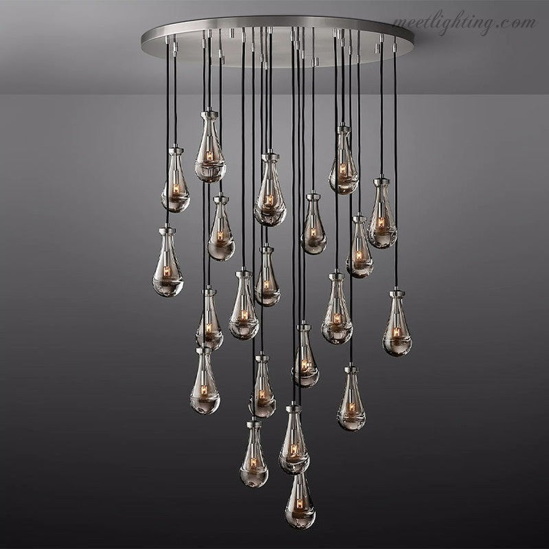 Cascading Glass Globe Chandelier – Dimmable LED Brass Fixture for Dining Room & Foyer – 18 to 60 Inch Multi-Light Statement Piece | Thomler