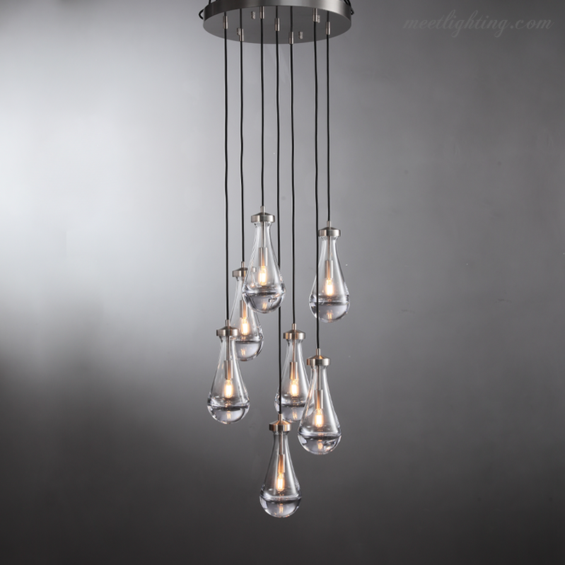 Cascading Glass Globe Chandelier – Dimmable LED Brass Fixture for Dining Room & Foyer – 18 to 60 Inch Multi-Light Statement Piece | Thomler
