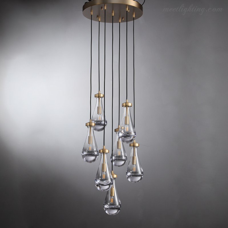 Cascading Glass Globe Chandelier – Dimmable LED Brass Fixture for Dining Room & Foyer – 18 to 60 Inch Multi-Light Statement Piece | Thomler
