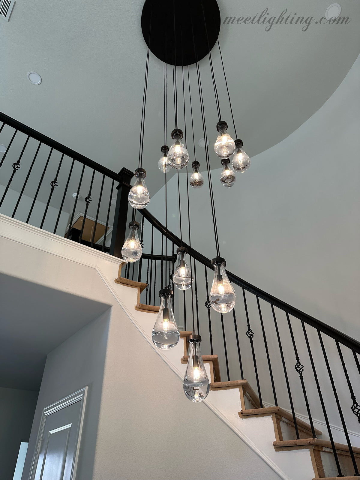 Cascading Glass Globe Chandelier – Dimmable LED Brass Fixture for Dining Room & Foyer – 18 to 60 Inch Multi-Light Statement Piece | Thomler