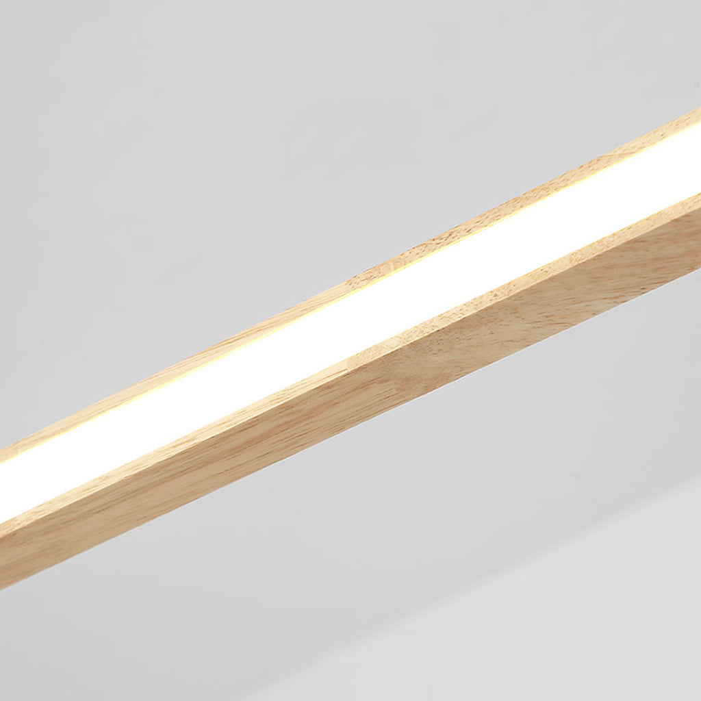 Chandelier Rubber Wood Linear LED 35.4 in Adjustable Dining Room Kitchen Lighting Fixture Modern Minimalist Nordic Style | Thomler