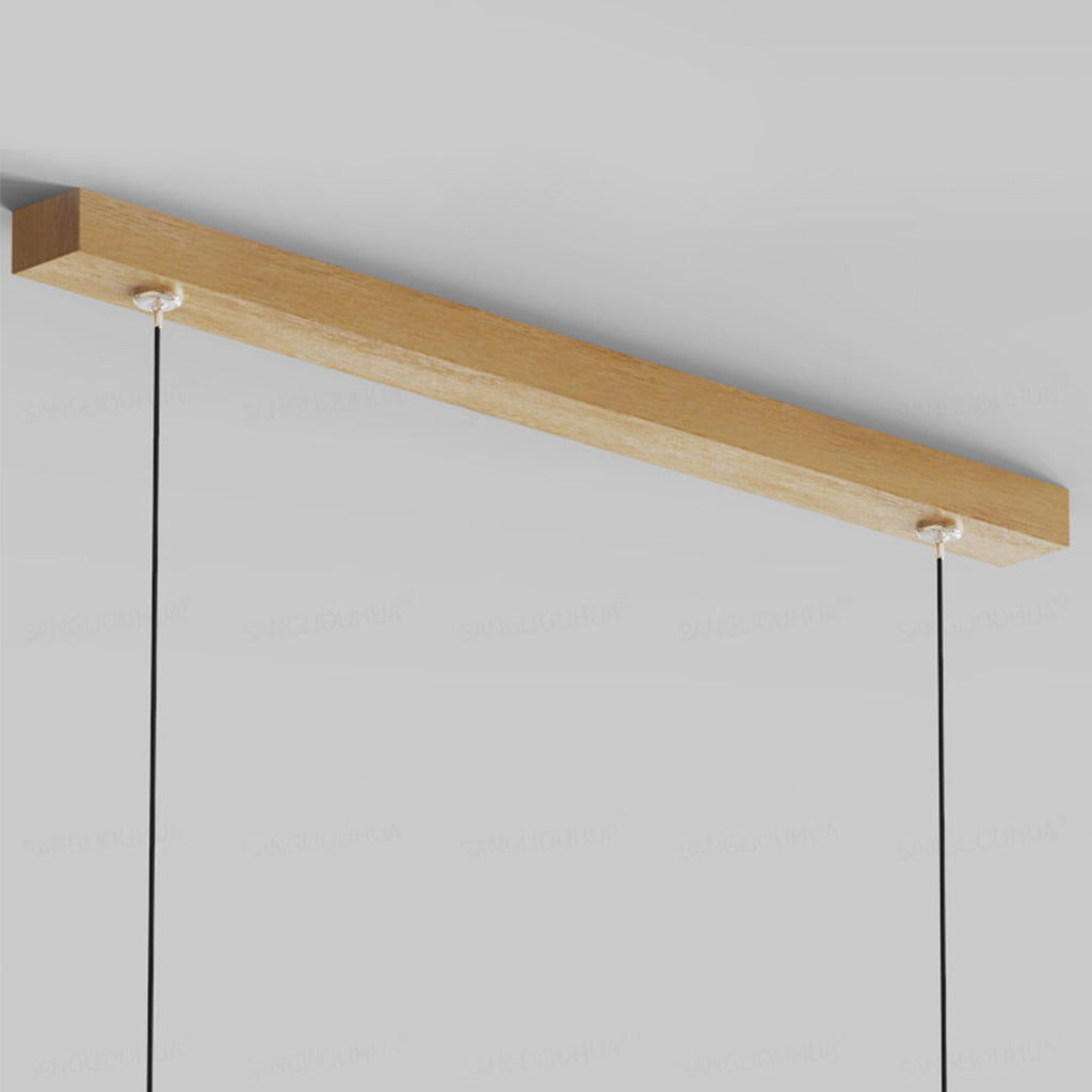 Pendant Light Wood Linear 39.4 in Adjustable Kitchen Island Dining Table Ceiling Lamp Warm White Neutral | Thomler
