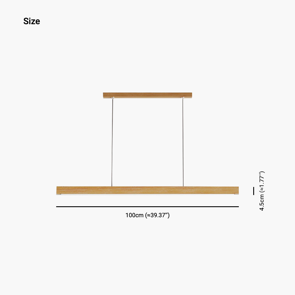 Pendant Light Wood Linear 39.4 in Adjustable Kitchen Island Dining Table Ceiling Lamp Warm White Neutral | Thomler