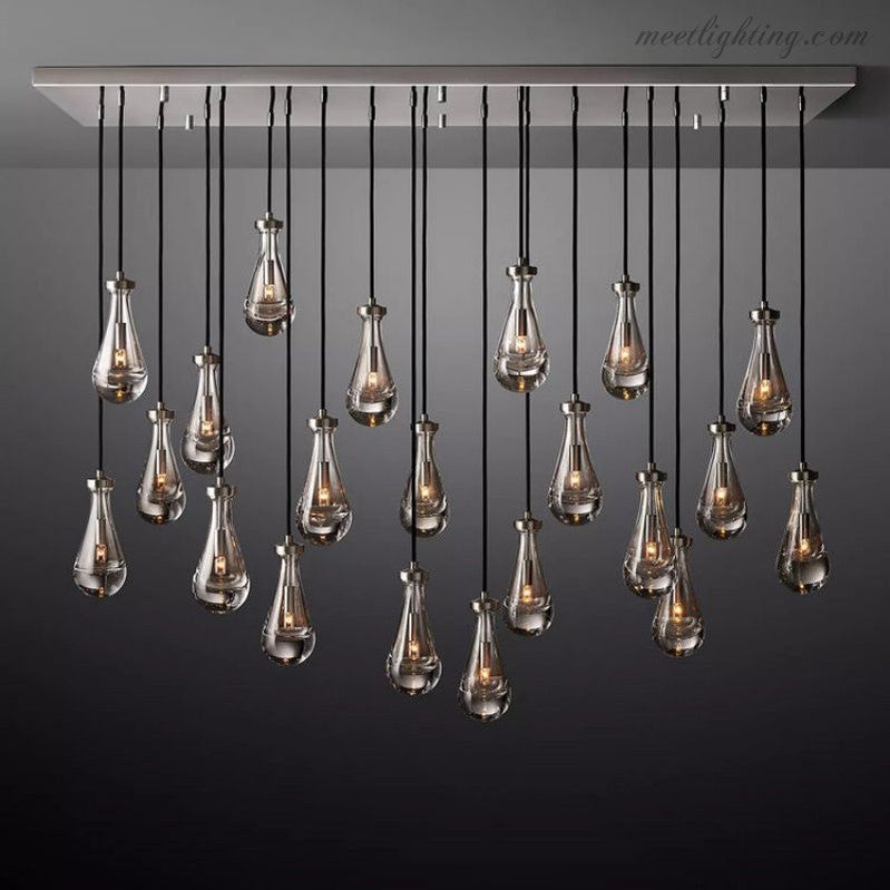 Linear Glass Teardrop Fixture Brass Nickel Black Finish LED Dining Room Bedroom Living Room Restaurant Hotel Ceiling Statement Light | Thomler