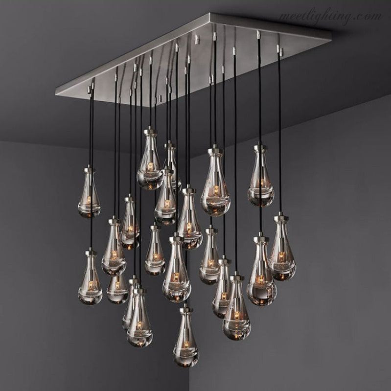 Linear Glass Teardrop Fixture Brass Nickel Black Finish LED Dining Room Bedroom Living Room Restaurant Hotel Ceiling Statement Light | Thomler