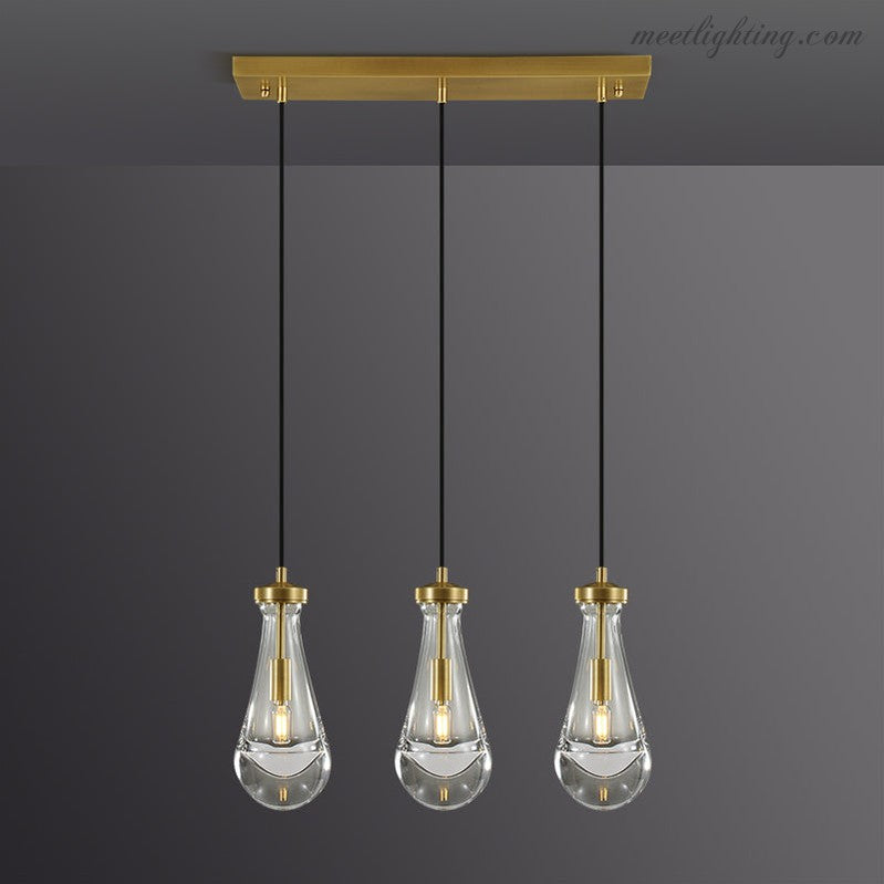 Linear Glass Teardrop Fixture Brass Nickel Black Finish LED Dining Room Bedroom Living Room Restaurant Hotel Ceiling Statement Light | Thomler