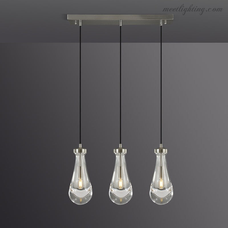 Linear Glass Teardrop Fixture Brass Nickel Black Finish LED Dining Room Bedroom Living Room Restaurant Hotel Ceiling Statement Light | Thomler