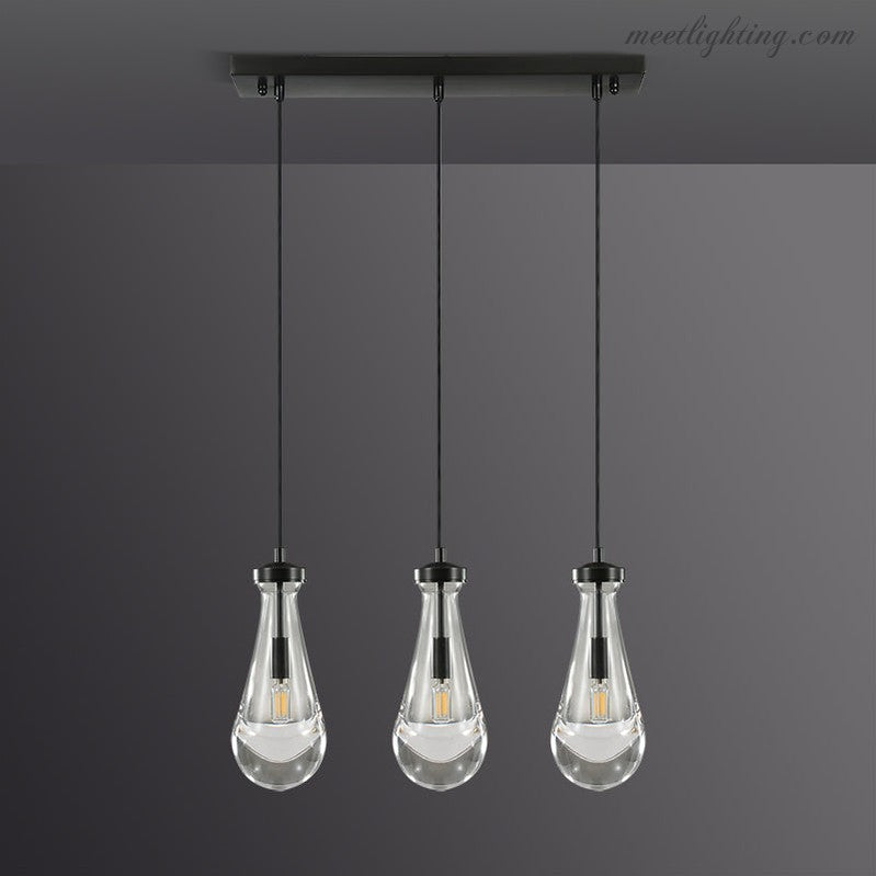 Linear Glass Teardrop Fixture Brass Nickel Black Finish LED Dining Room Bedroom Living Room Restaurant Hotel Ceiling Statement Light | Thomler