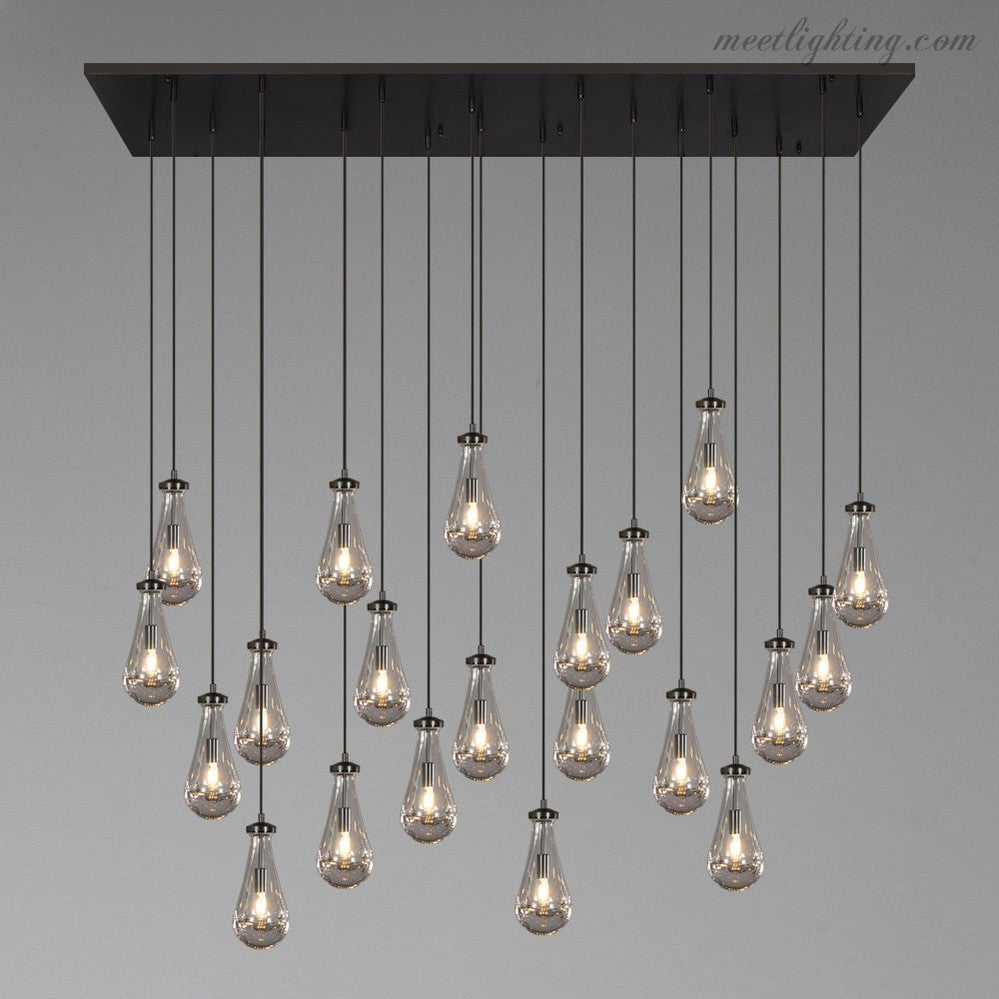 Linear Glass Teardrop Fixture Brass Nickel Black Finish LED Dining Room Bedroom Living Room Restaurant Hotel Ceiling Statement Light | Thomler