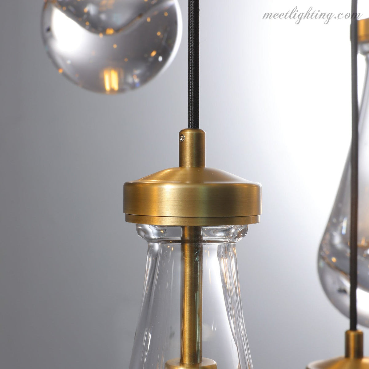 Linear Glass Teardrop Fixture Brass Nickel Black Finish LED Dining Room Bedroom Living Room Restaurant Hotel Ceiling Statement Light | Thomler