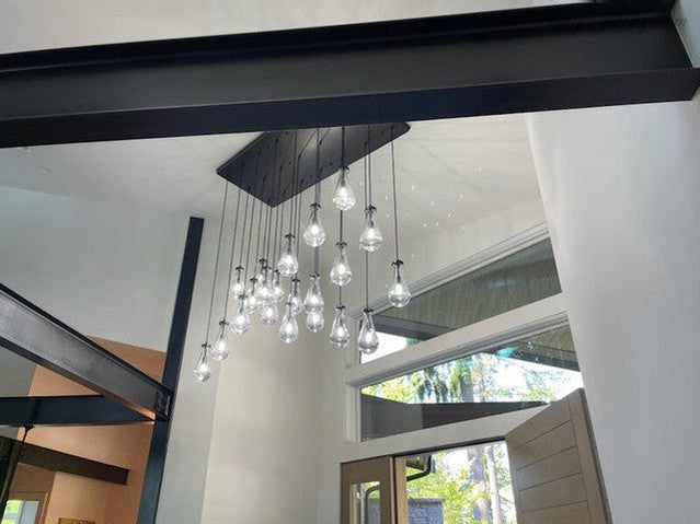 Linear Glass Teardrop Fixture Brass Nickel Black Finish LED Dining Room Bedroom Living Room Restaurant Hotel Ceiling Statement Light | Thomler