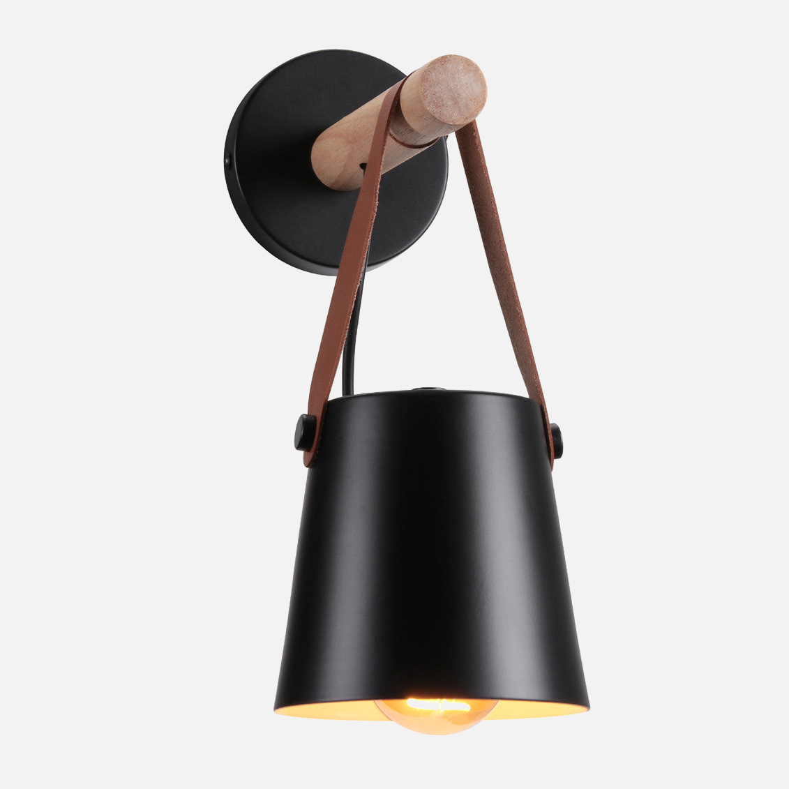 Wall Lamp Wood Iron E27 20.0 cm Black Bedroom Reading Industrial Lighting Fixture | Thomler