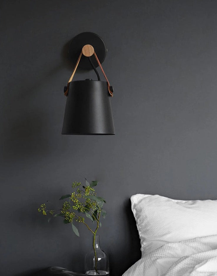 Wall Lamp Wood Iron E27 20.0 cm Black Bedroom Reading Industrial Lighting Fixture | Thomler