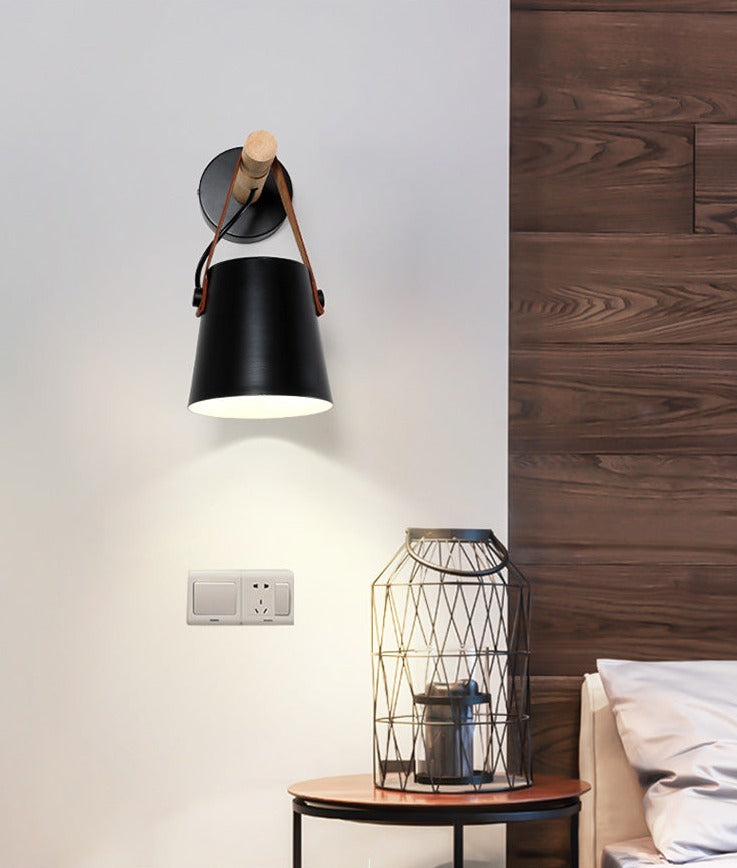 Wall Lamp Wood Iron E27 20.0 cm Black Bedroom Reading Industrial Lighting Fixture | Thomler