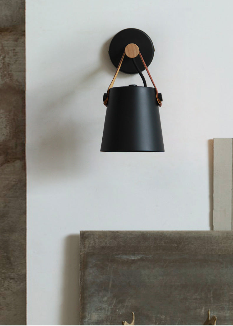 Wall Lamp Wood Iron E27 20.0 cm Black Bedroom Reading Industrial Lighting Fixture | Thomler