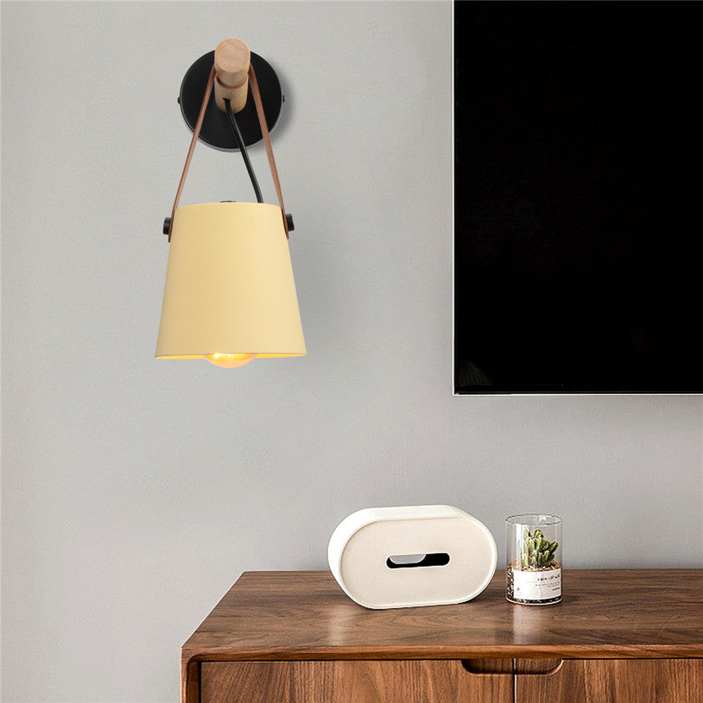 Wall Lamp Wood Iron E27 20.0 cm Black Bedroom Reading Industrial Lighting Fixture | Thomler