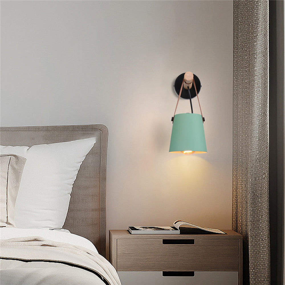 Wall Lamp Wood Iron E27 20.0 cm Black Bedroom Reading Industrial Lighting Fixture | Thomler