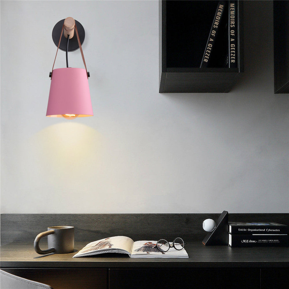Wall Lamp Wood Iron E27 20.0 cm Black Bedroom Reading Industrial Lighting Fixture | Thomler