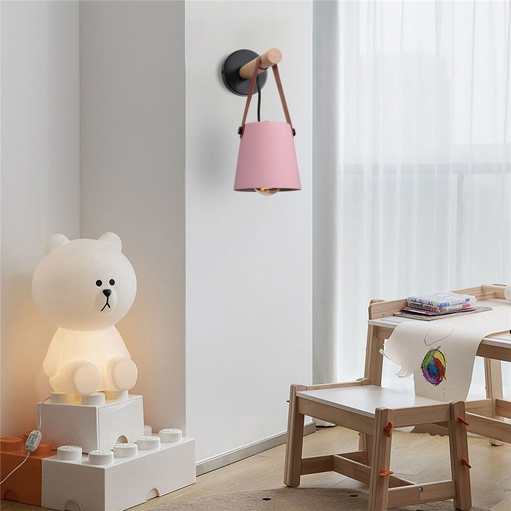 Wall Lamp Wood Iron E27 20.0 cm Black Bedroom Reading Industrial Lighting Fixture | Thomler