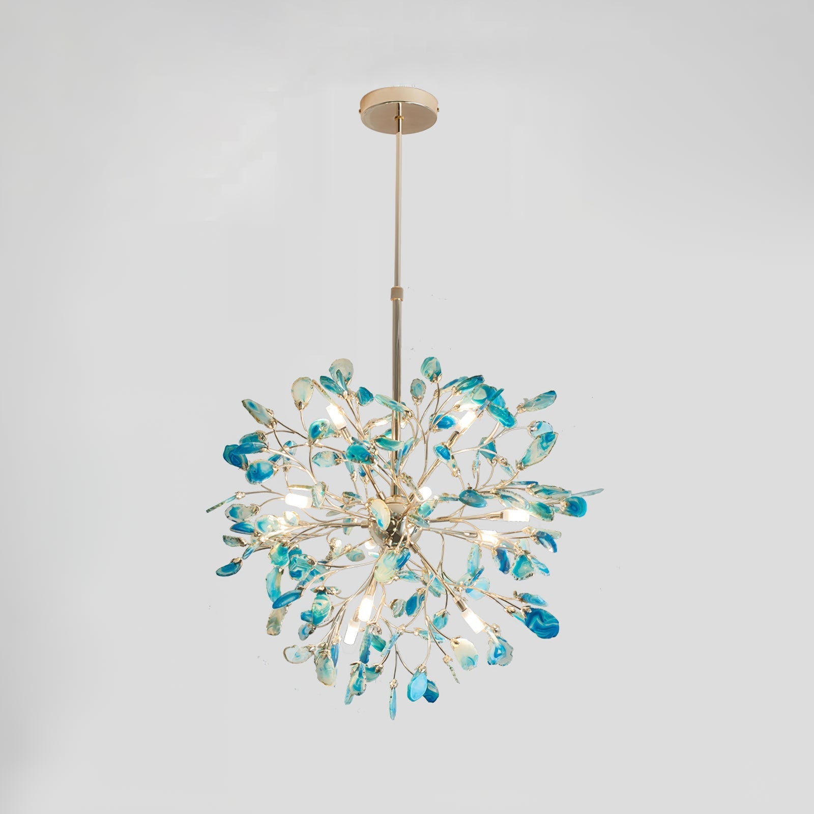 Pendant Light Natural Agate G4 58.0 cm Gold Living Room Dining Room Chandelier Multicolour Ceiling Hanging Light | Thomler