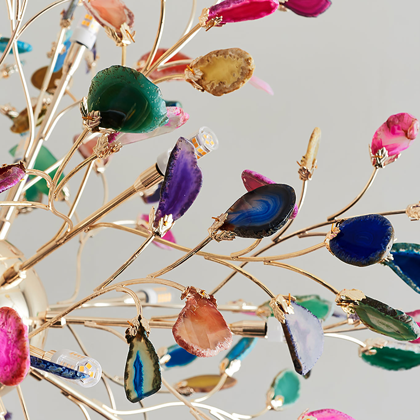 Pendant Light Natural Agate G4 58.0 cm Gold Living Room Dining Room Chandelier Multicolour Ceiling Hanging Light | Thomler