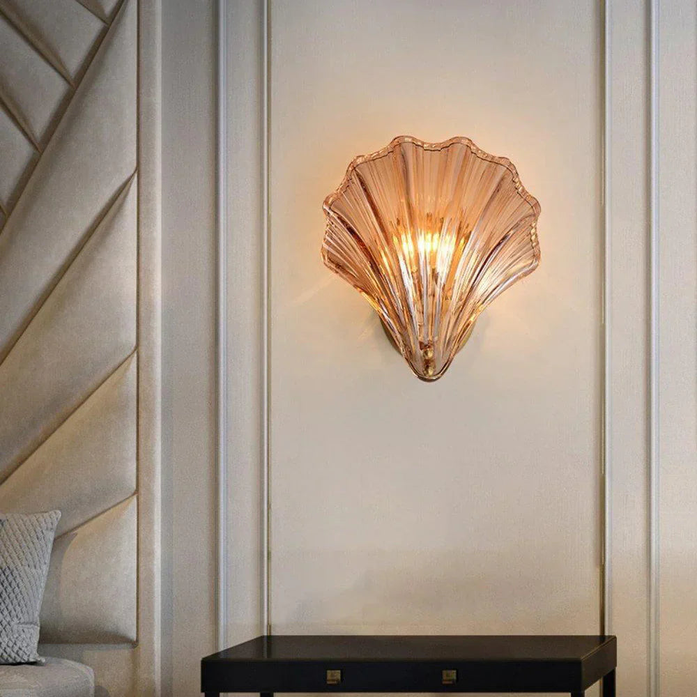 Wall Lamp Glass Shell 20.0 cm Gold Bedroom Hallway Coastal LED Accent Light | Thomler