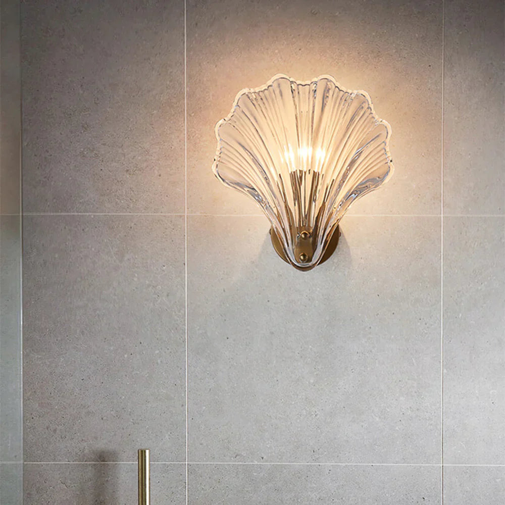 Wall Lamp Glass Shell 20.0 cm Gold Bedroom Hallway Coastal LED Accent Light | Thomler