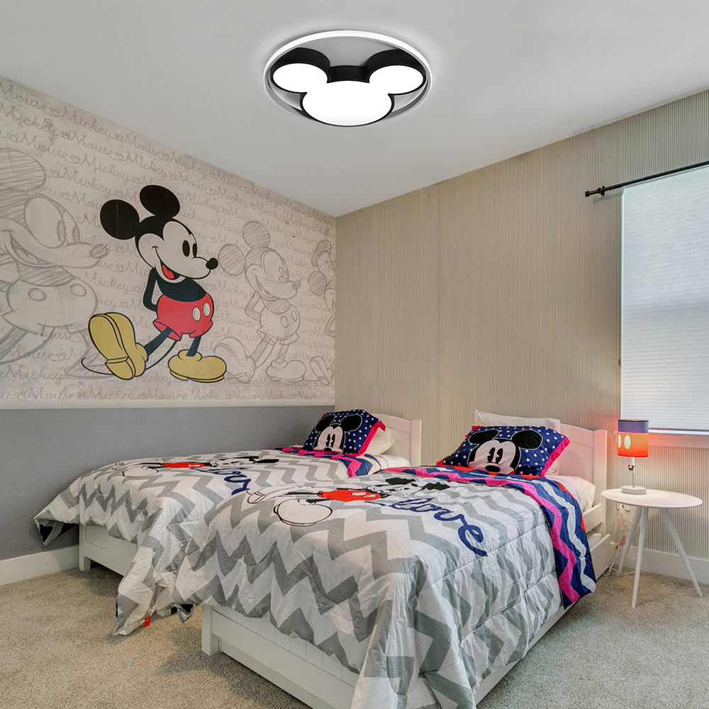 Ceiling Lamp Aluminium Acrylic LED 45.0 cm Black White Children Bedroom Playroom Dimmable Remote Flush Mount Lighting | Thomler