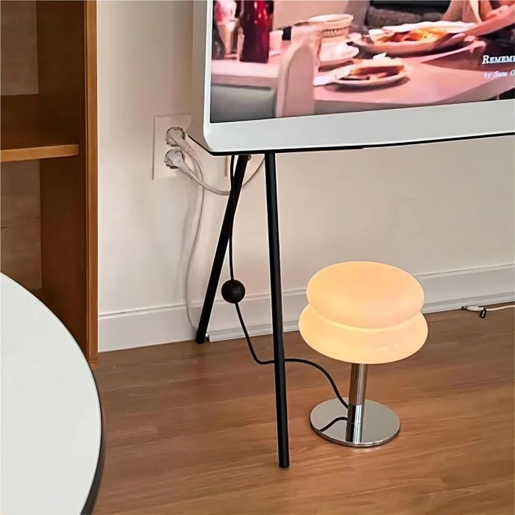 Table Lamp Glass 10 in White Jade Minimalist Bedroom Desk Accent Light | Thomler