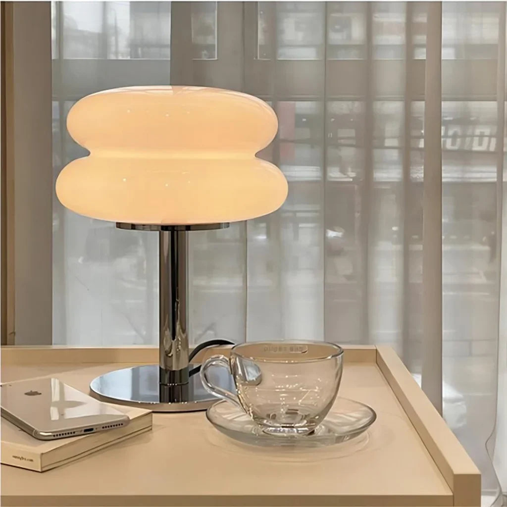 Table Lamp Glass 10 in White Jade Minimalist Bedroom Desk Accent Light | Thomler