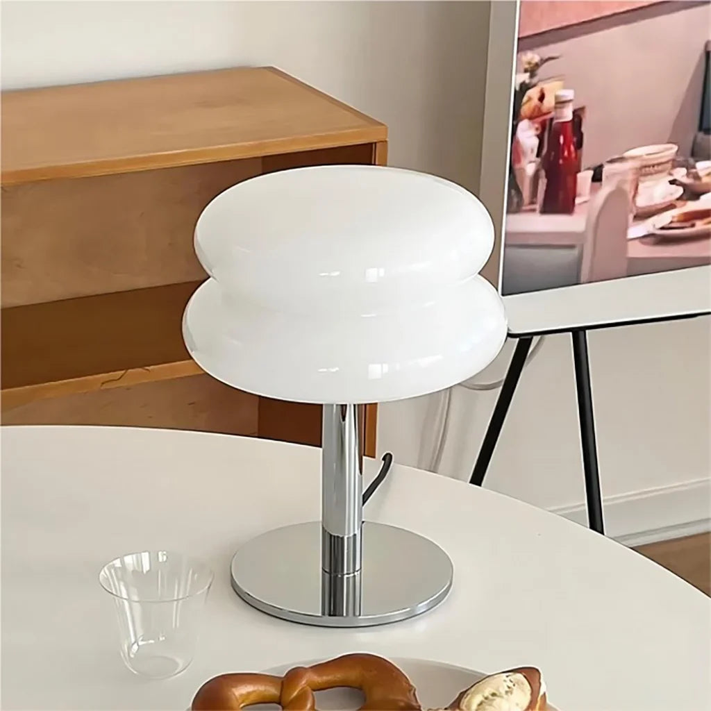 Table Lamp Glass 10 in White Jade Minimalist Bedroom Desk Accent Light | Thomler