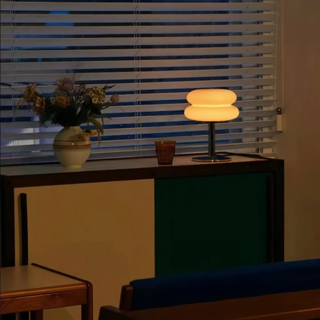Table Lamp Glass 10 in White Jade Minimalist Bedroom Desk Accent Light | Thomler