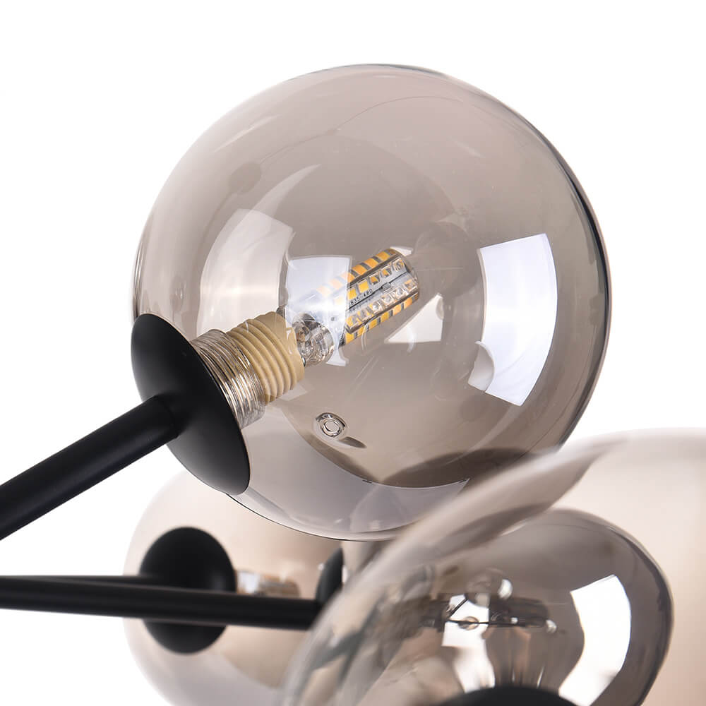 15-Light Linear Chandelier with Glass Globes for Dining Room & Living Room | Thomler