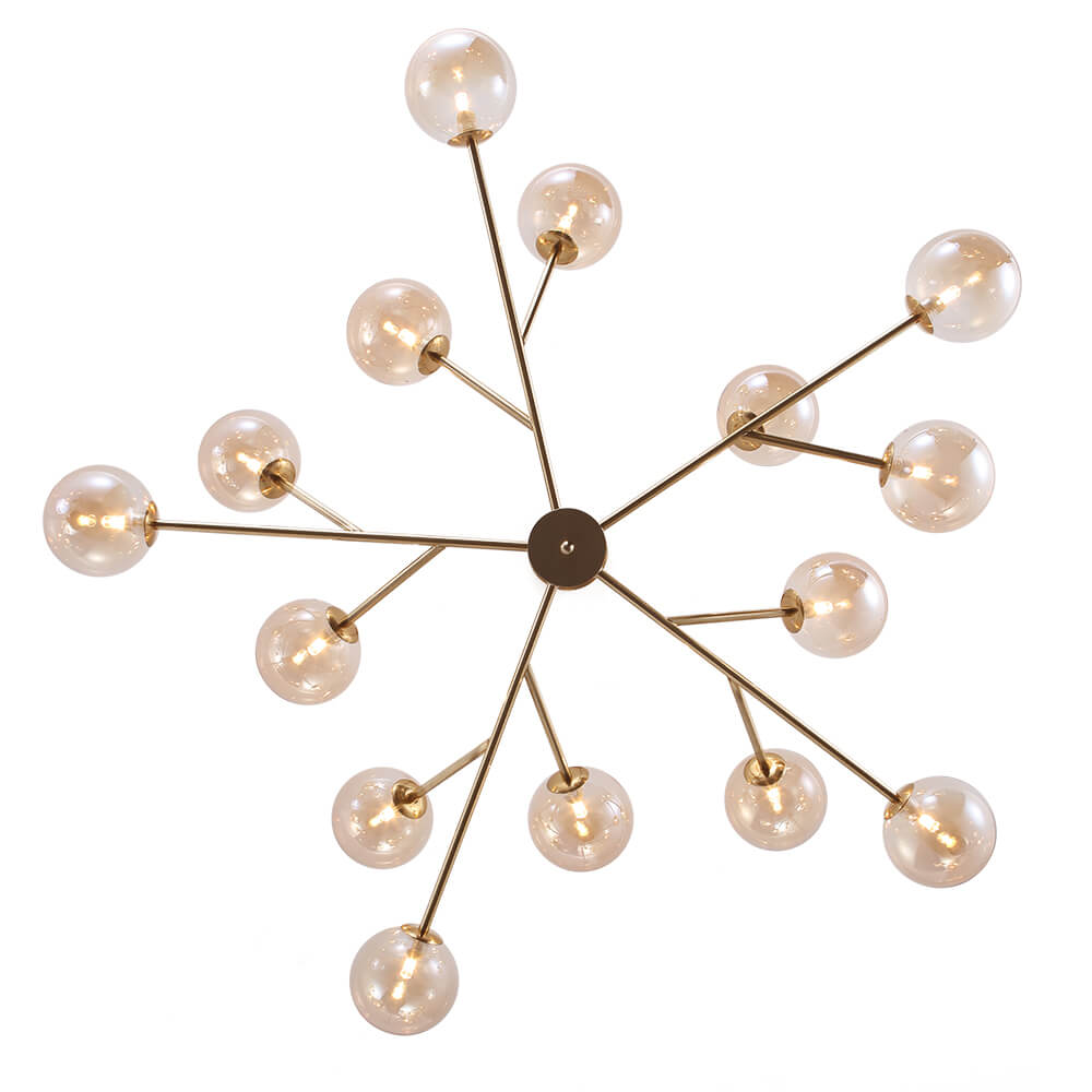 15-Light Linear Chandelier with Glass Globes for Dining Room & Living Room | Thomler