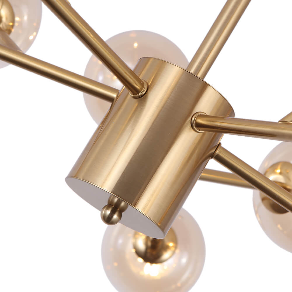 15-Light Linear Chandelier with Glass Globes for Dining Room & Living Room | Thomler