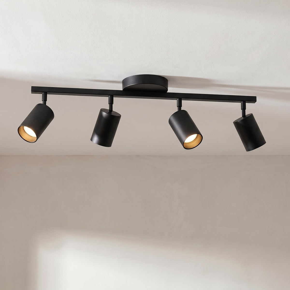 4-Light Adjustable Ceiling Light – LED Track Lighting for Kitchen, Living Room & Office | Modern Flush Mount with Directional Spotlights | Thomler