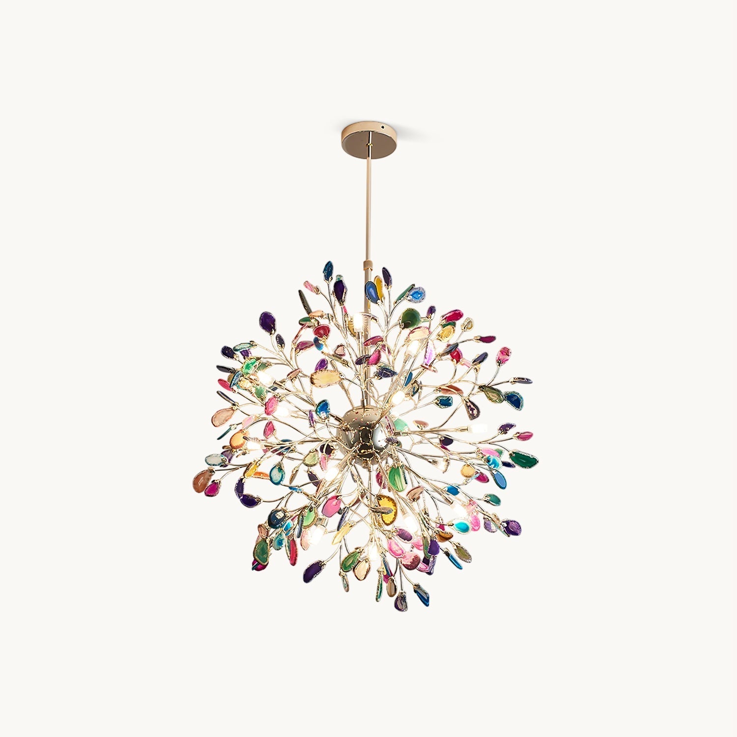 Pendant Light Natural Agate G4 58.0 cm Gold Living Room Dining Room Chandelier Multicolour Ceiling Hanging Light | Thomler