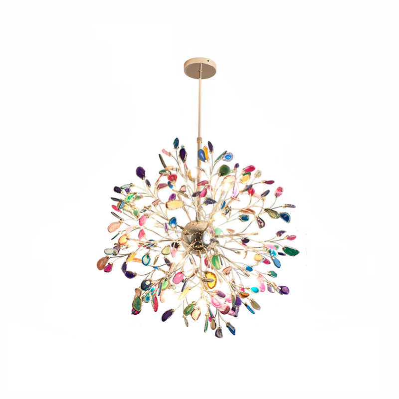 Pendant Light Natural Agate G4 58.0 cm Gold Living Room Dining Room Chandelier Multicolour Ceiling Hanging Light | Thomler