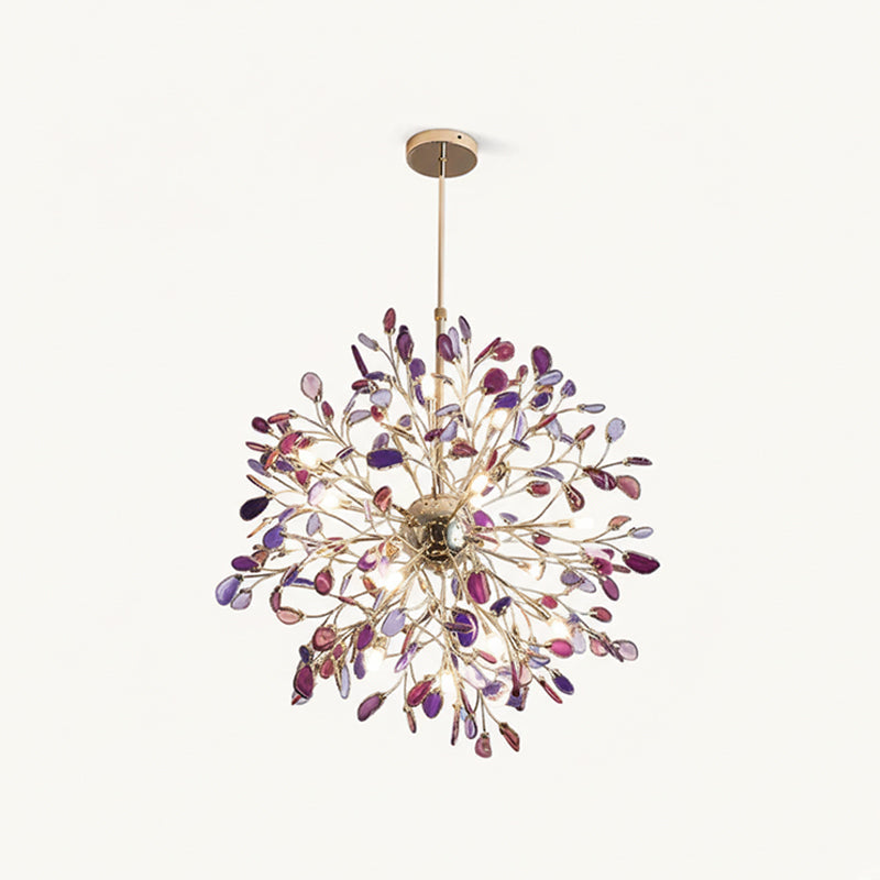 Pendant Light Natural Agate G4 58.0 cm Gold Living Room Dining Room Chandelier Multicolour Ceiling Hanging Light | Thomler