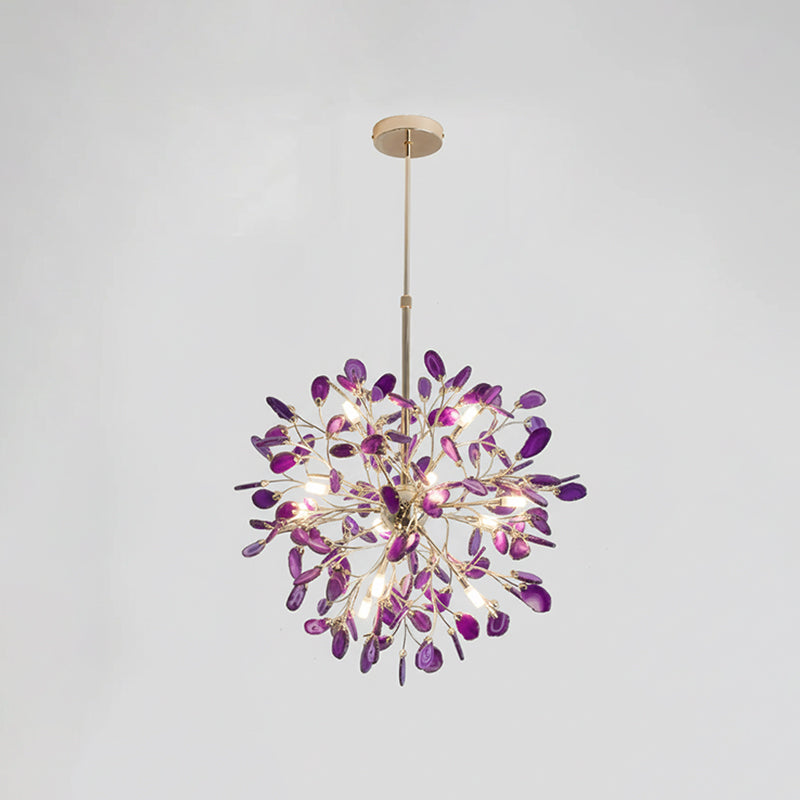 Pendant Light Natural Agate G4 58.0 cm Gold Living Room Dining Room Chandelier Multicolour Ceiling Hanging Light | Thomler