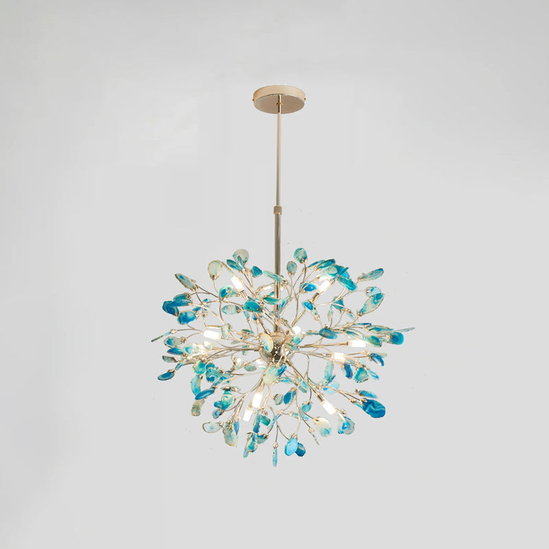 Pendant Light Natural Agate G4 58.0 cm Gold Living Room Dining Room Chandelier Multicolour Ceiling Hanging Light | Thomler