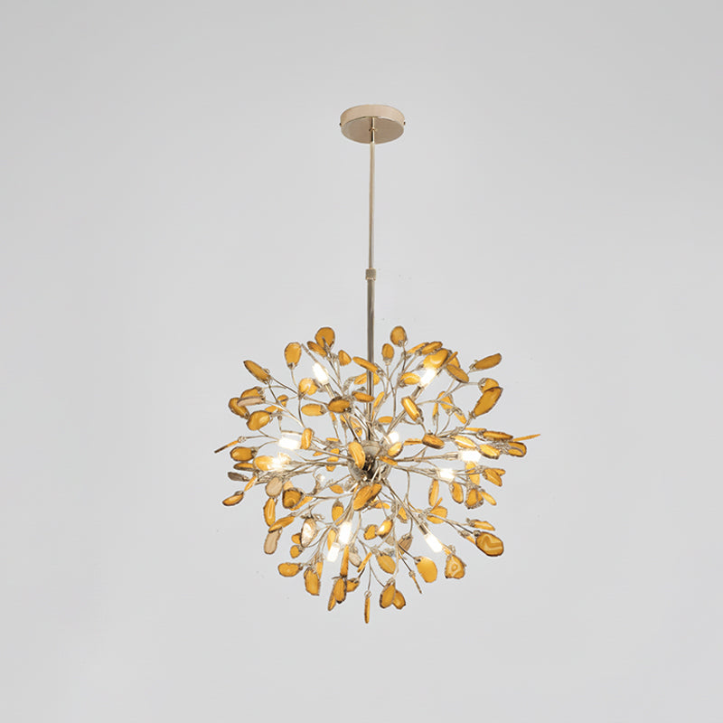 Pendant Light Natural Agate G4 58.0 cm Gold Living Room Dining Room Chandelier Multicolour Ceiling Hanging Light | Thomler