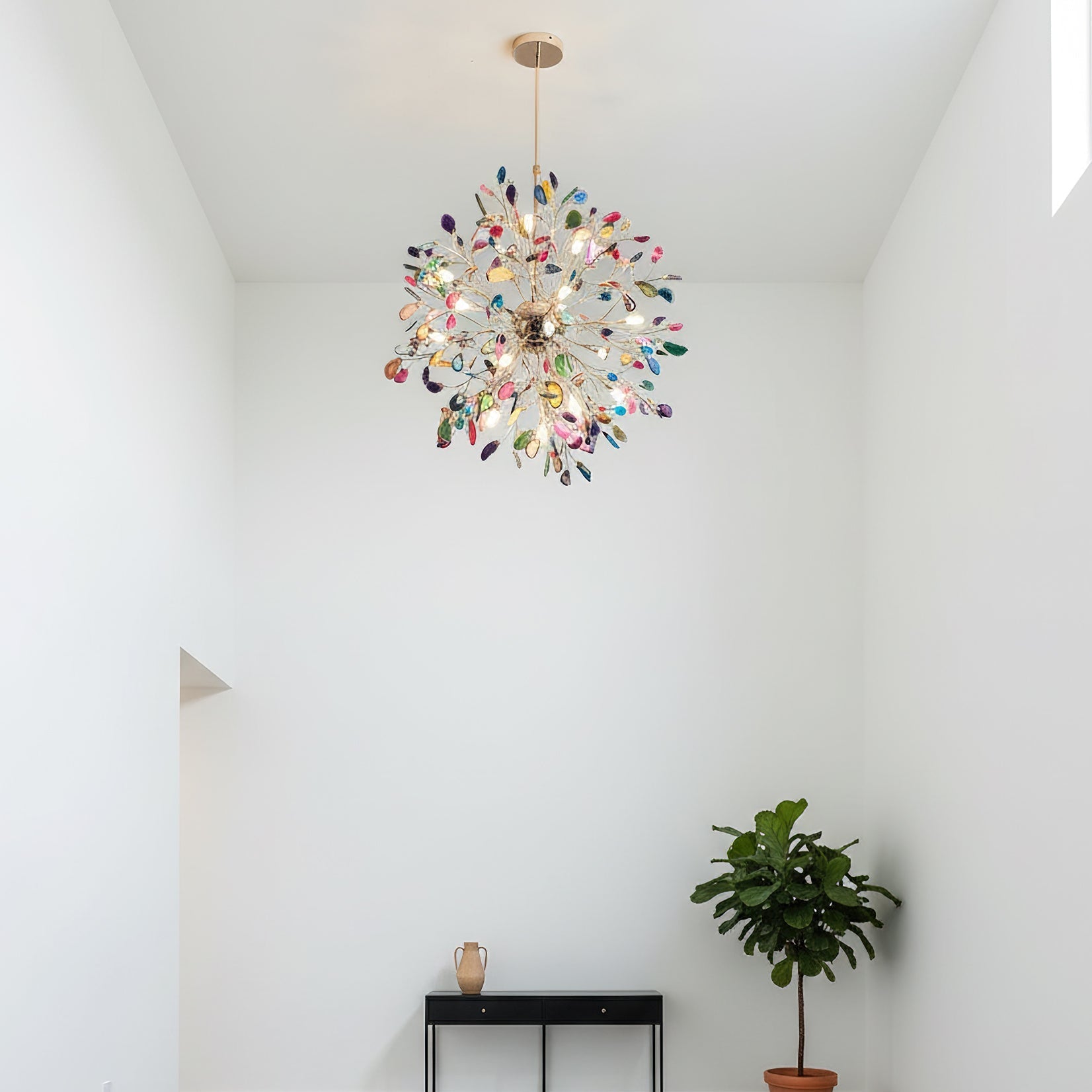 Pendant Light Natural Agate G4 58.0 cm Gold Living Room Dining Room Chandelier Multicolour Ceiling Hanging Light | Thomler