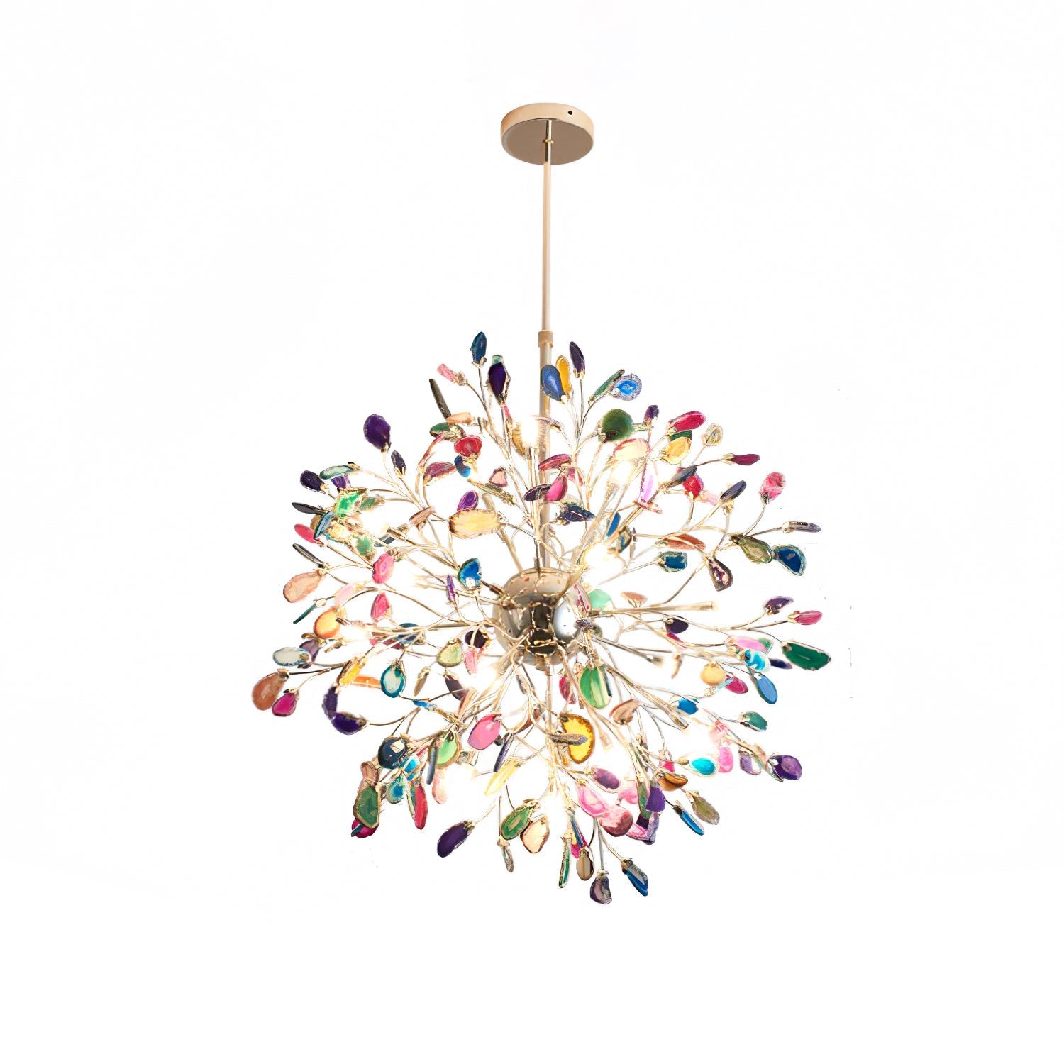 Pendant Light Natural Agate G4 58.0 cm Gold Living Room Dining Room Chandelier Multicolour Ceiling Hanging Light | Thomler