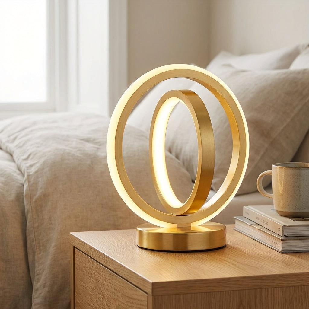 Dimmable Ring Desk Lamp with USB Power – Contemporary Loop Design for Bedside & Office | Thomler
