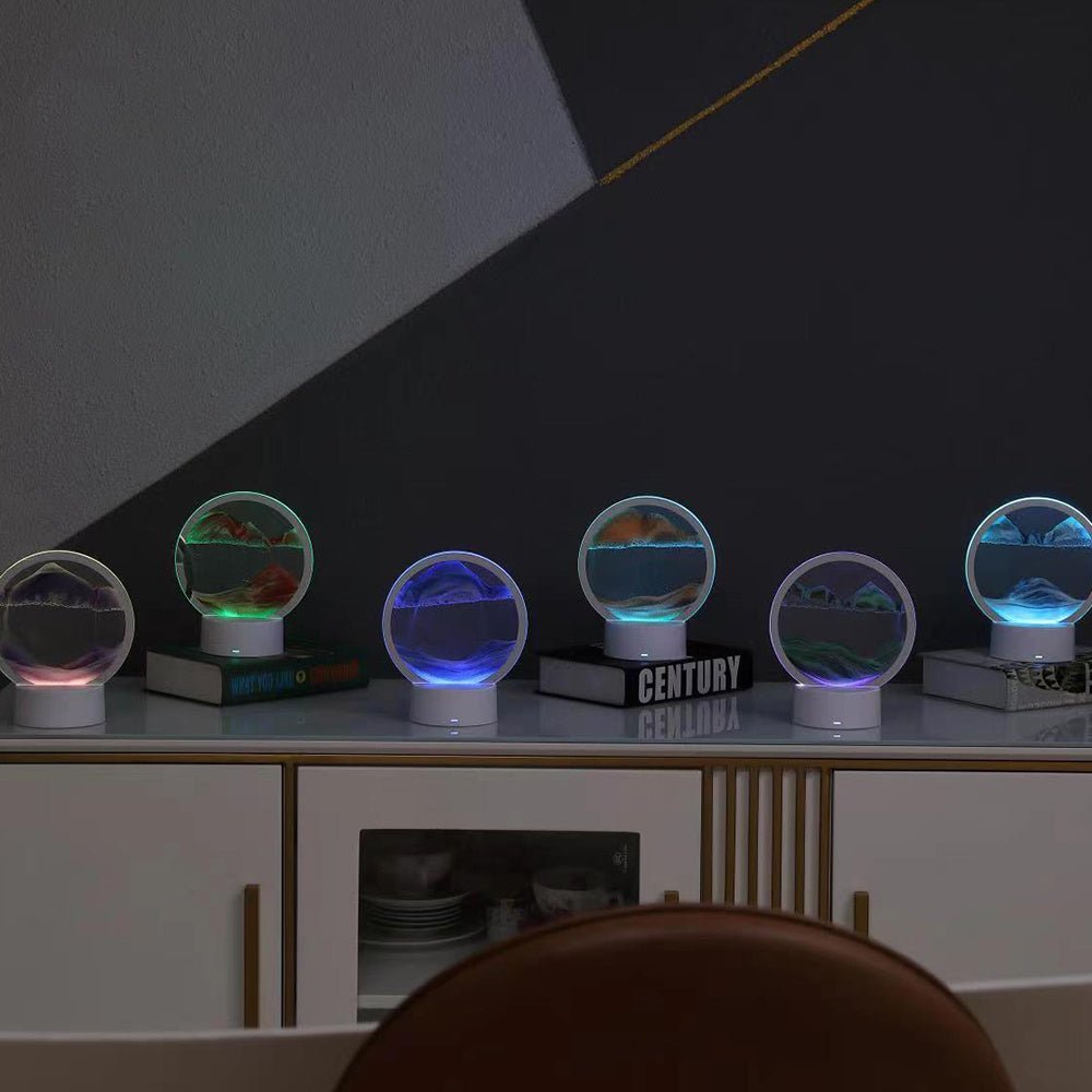 Sand Art Lamp Glass 25.0 cm x 20.0 cm LED Mood Lighting Bedroom Desk Decoration Scandinavian Living Room | Thomler